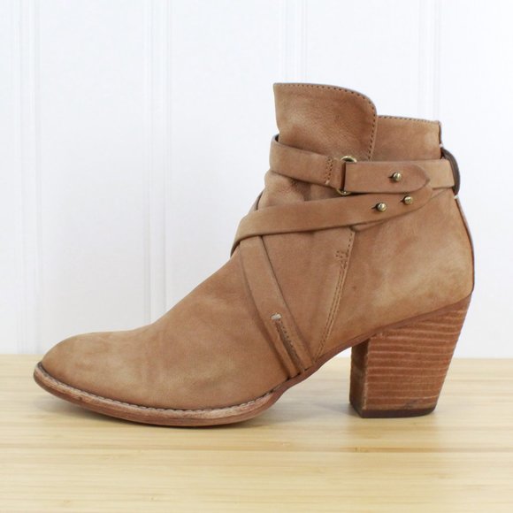 Sam Edelman Shoes - Sam Edelman Merton Brown Suede Nubuck Leather Strap Heeled Boots Size 9